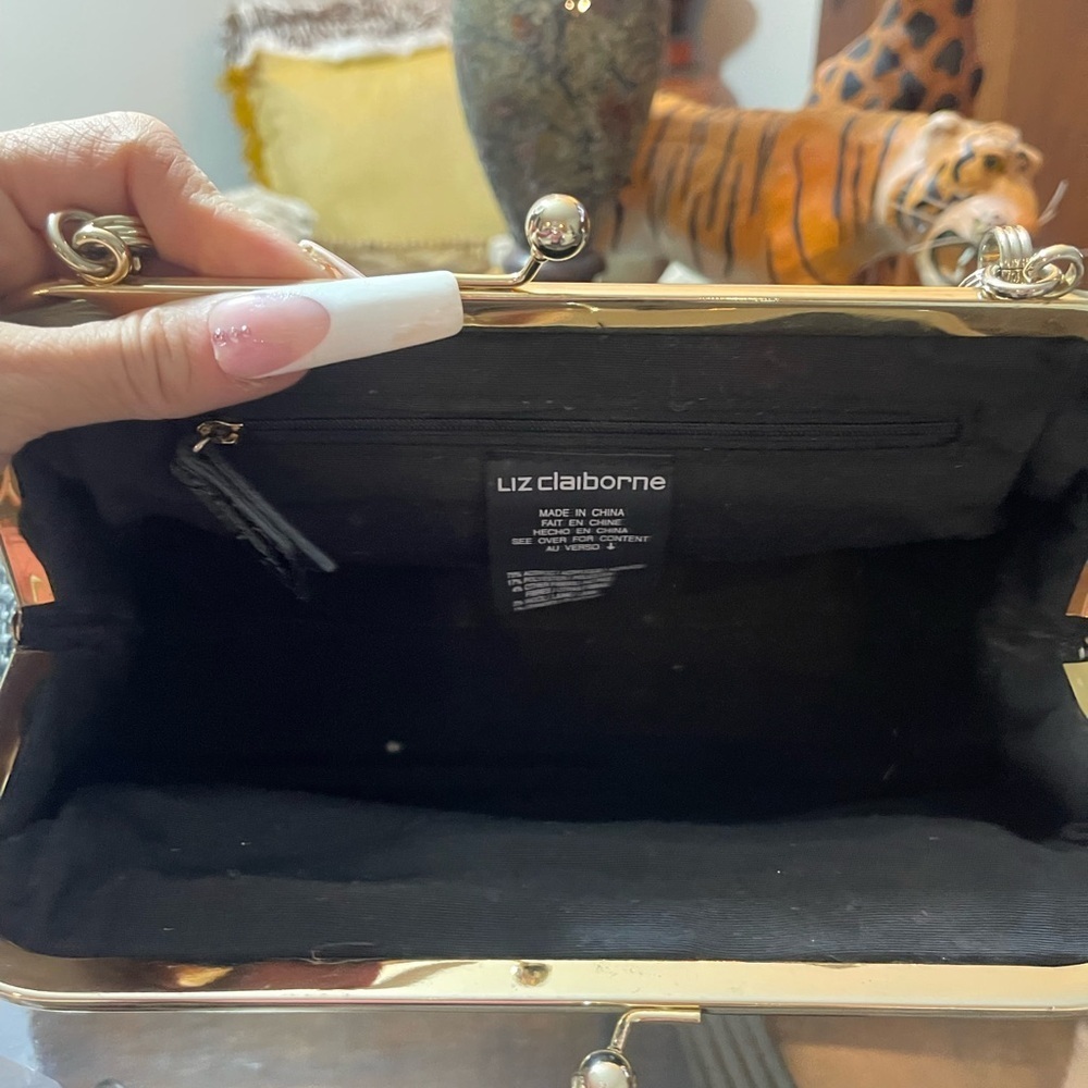 Liz Claiborne Black and White plaid Clutch with  Chanel vibes Y2K elegant classy - Picture 7 of 9